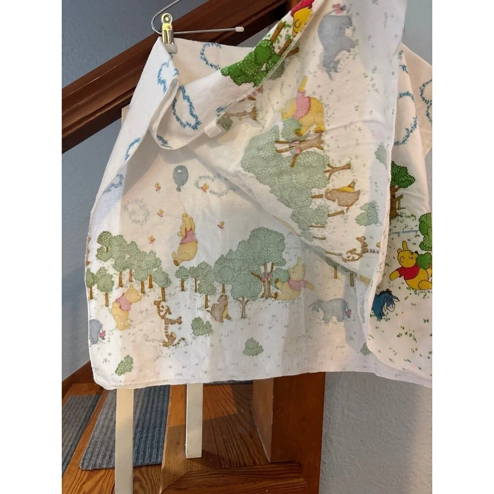 Winnie the Pooh Baby Blanket Vintage Cotton Flannel Tigger Eeyore Piglet Gopher